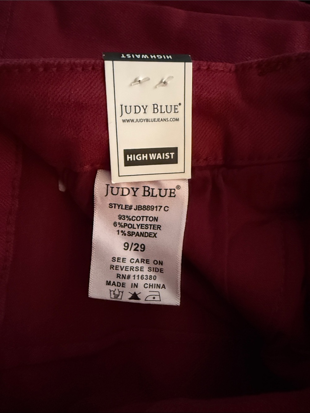 Judy Blue Heart Pocket High-Waist Straight Leg Jeans - Red (Size 9/29) NWT - Picture 8 of 8